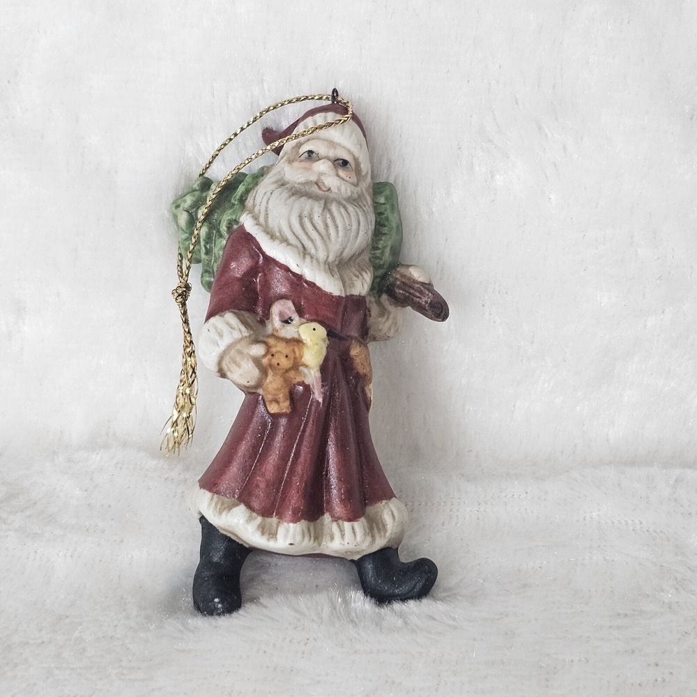 Santa Clause Christmas Ornament Old Fashioned Old World Carrying‎ Tree